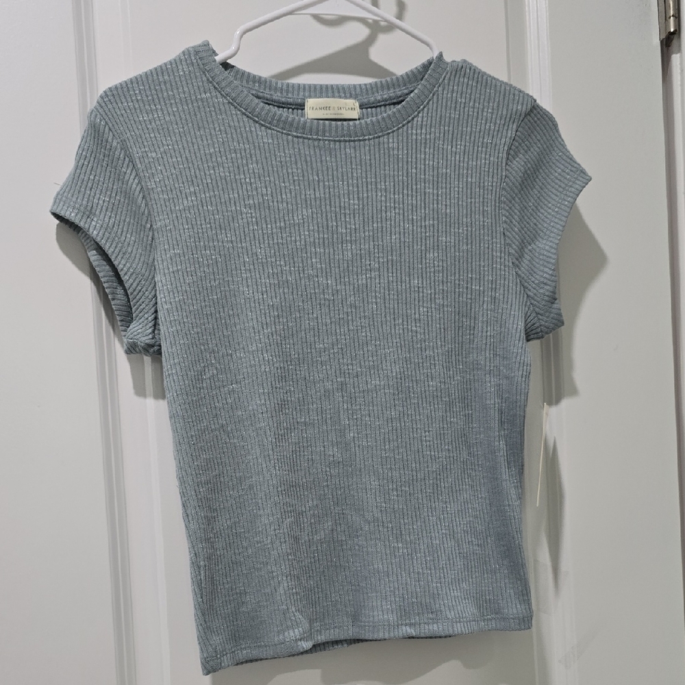 Ribbed Blue Top